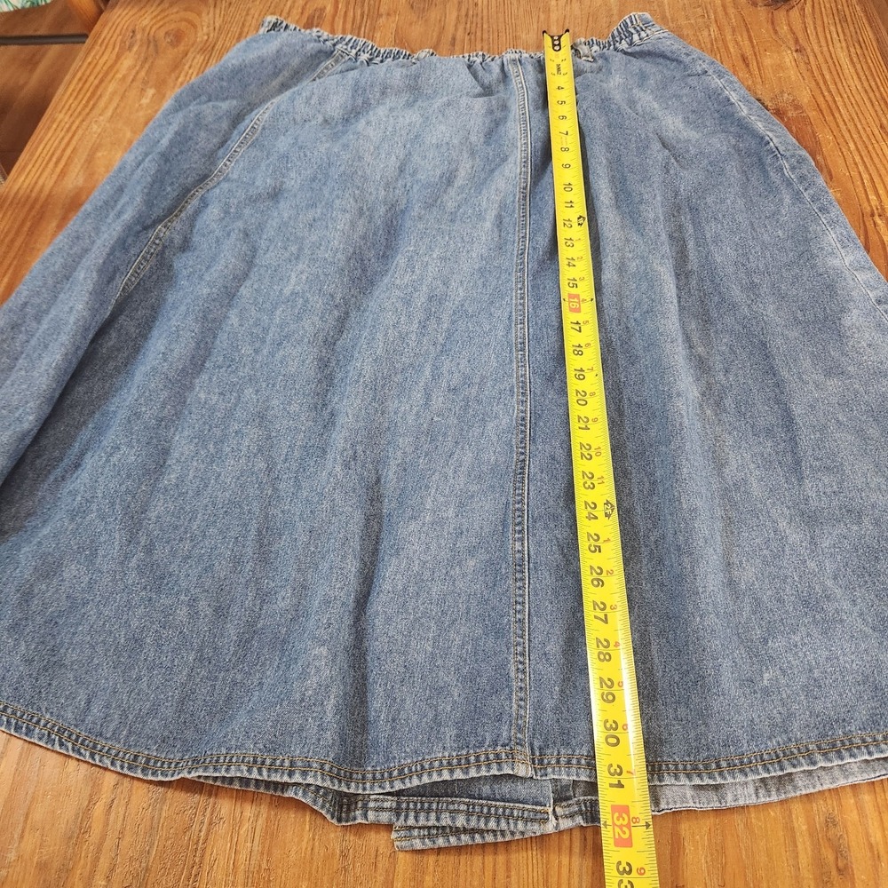 Vtg Gloria Vanderbilt Skirt Sz 22 XL Blue Denim Jean Double Button Front Pockets - Picture 4 of 11